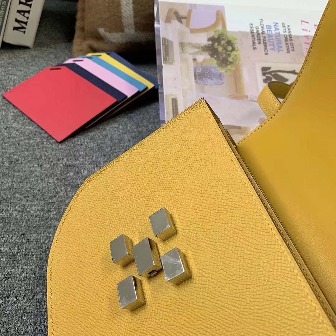 Hermès（爱马仕）9D琥珀黄 原厂御用顶级Epsom 皮 马赛克 银扣 现货