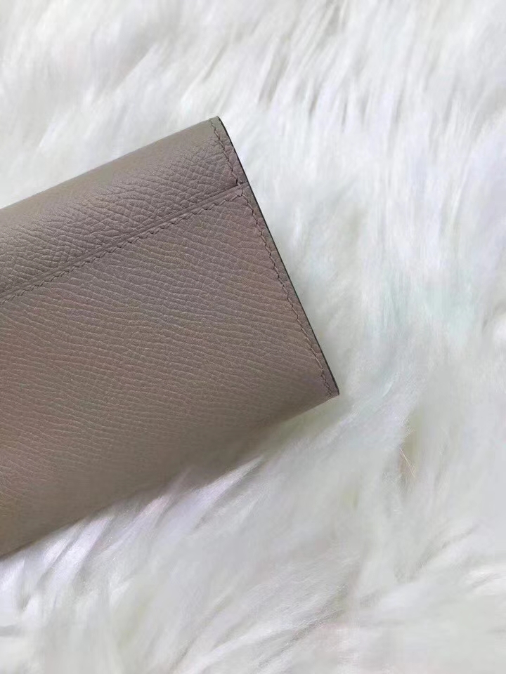 Hermès（爱马仕）新款卡包 clic mini 原装等级进口epsom皮 风衣灰 金银现货