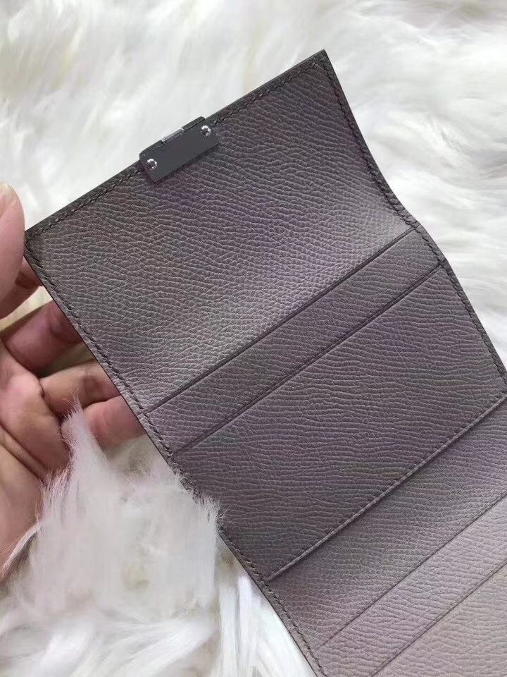 Hermès（爱马仕）新款卡包 clic mini 原装等级进口epsom皮 锡器灰 金银现货