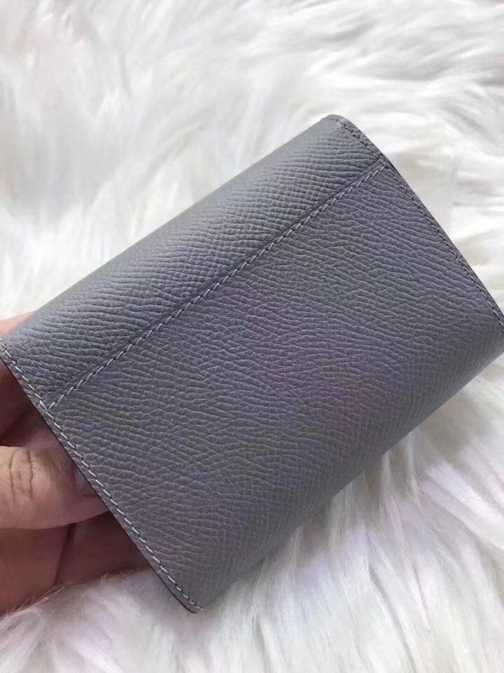 Hermès（爱马仕）新款卡包 clic mini 原装等级进口epsom皮 海鸥灰 金银现货