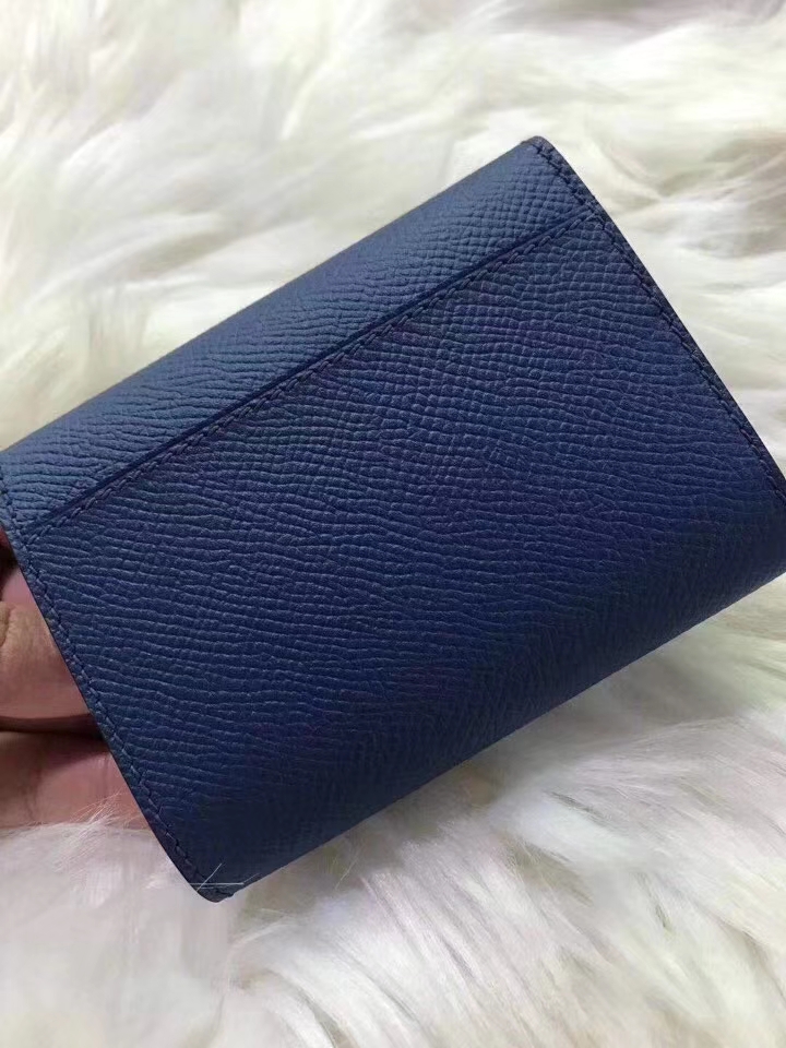 Hermès（爱马仕）新款卡包 clic mini 原装等级进口epsom皮 玛瑙蓝 金银现货