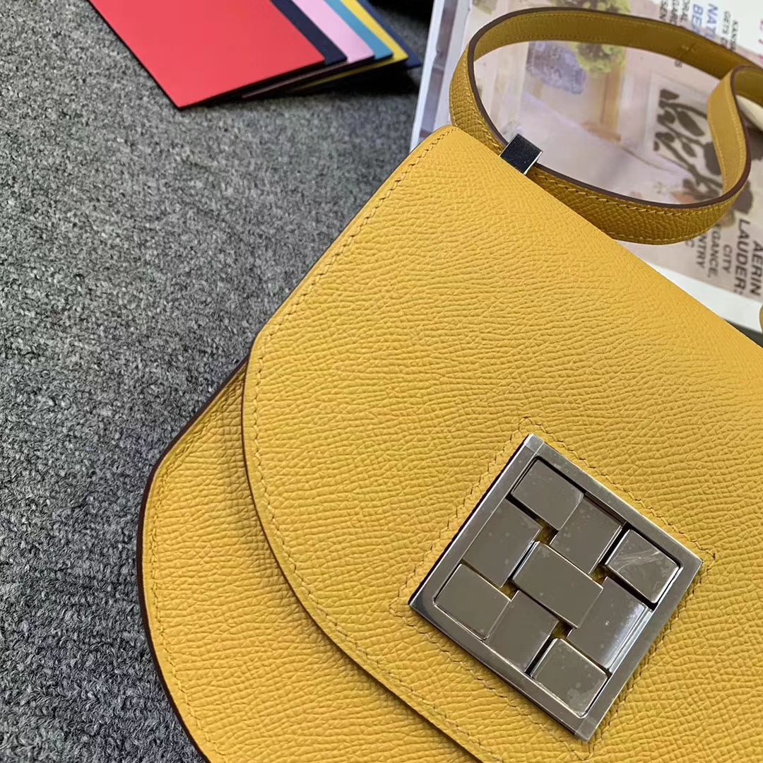Hermès（爱马仕）9D琥珀黄 原厂御用顶级Epsom 皮 马赛克 银扣 现货