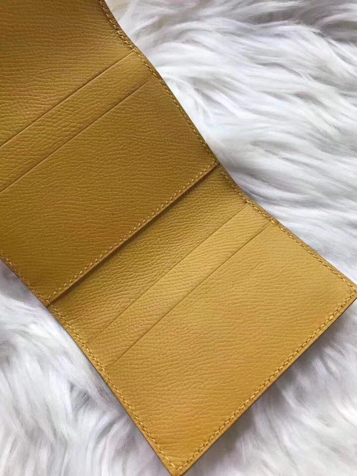 Hermès（爱马仕）新款卡包 clic mini 原装等级进口epsom皮 琥珀黄 金银现货