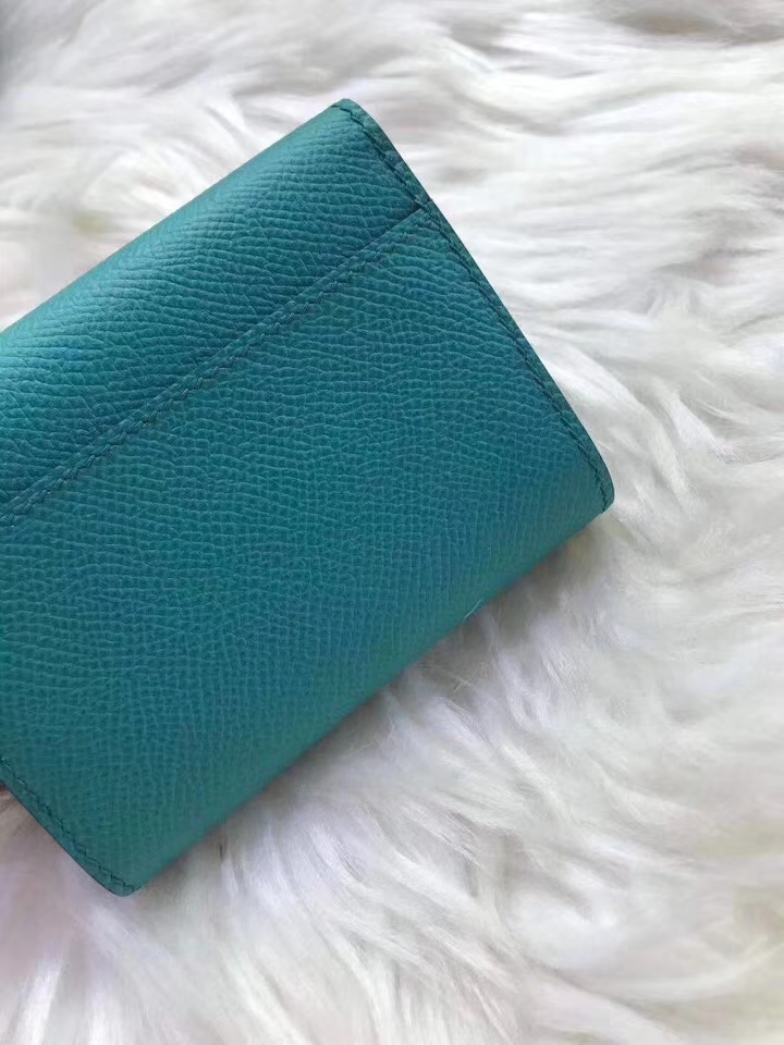 Hermès（爱马仕）新款卡包 clic mini 原装等级进口epsom皮 孔雀蓝 金银现货