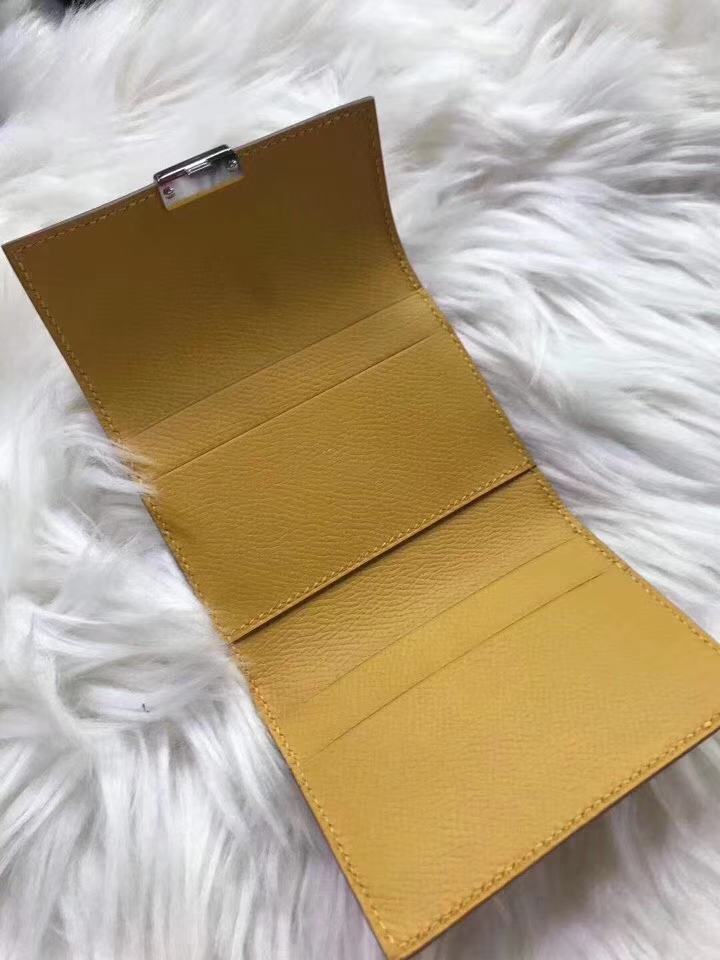 Hermès（爱马仕）新款卡包 clic mini 原装等级进口epsom皮 琥珀黄 金银现货