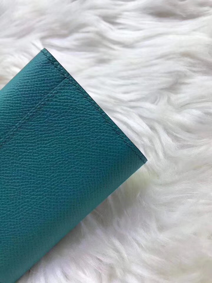 Hermès（爱马仕）新款卡包 clic mini 原装等级进口epsom皮 孔雀蓝 金银现货