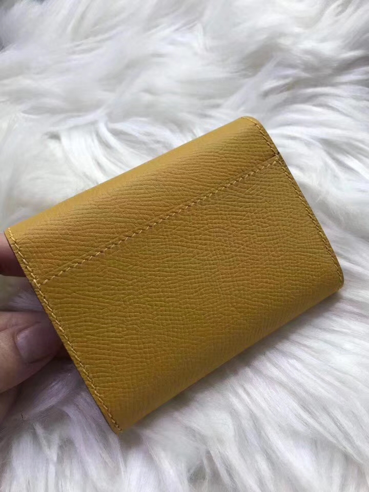 Hermès（爱马仕）新款卡包 clic mini 原装等级进口epsom皮 琥珀黄 金银现货