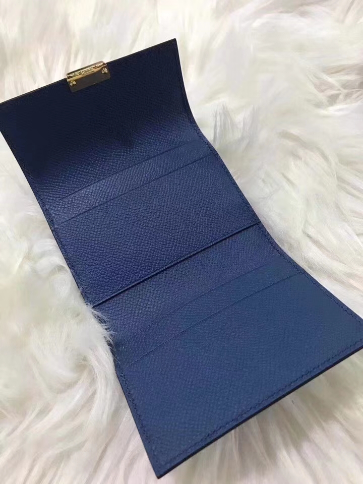 Hermès（爱马仕）新款卡包 clic mini 原装等级进口epsom皮 宝石蓝 金银现货