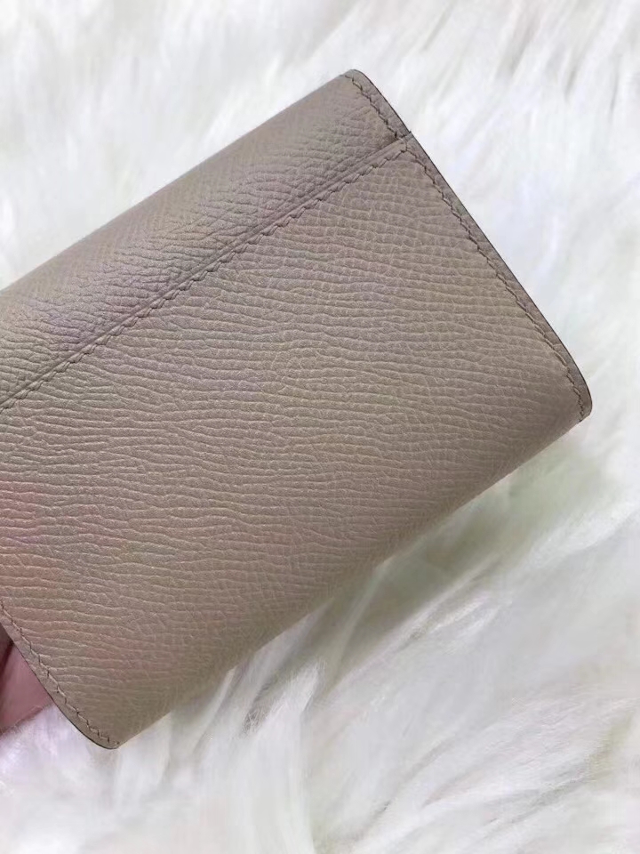Hermès（爱马仕）新款卡包 clic mini 原装等级进口epsom皮 风衣灰 金银现货