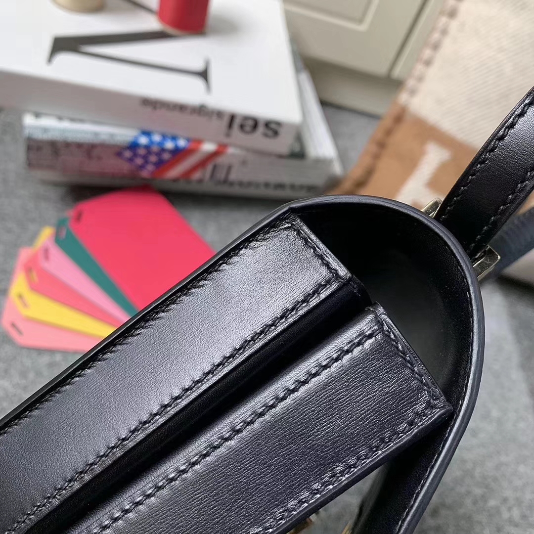 Hermès（爱马仕）CK89 黑色 原厂御用顶级Box 皮 马赛克 银扣 现货