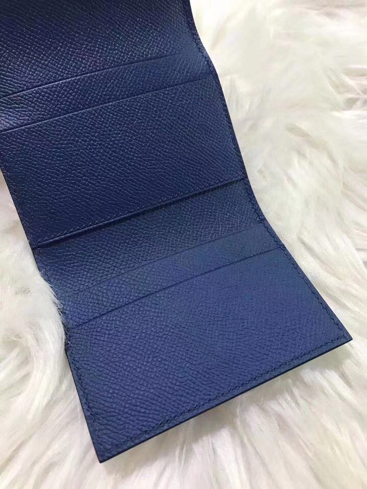 Hermès（爱马仕）新款卡包 clic mini 原装等级进口epsom皮 宝石蓝 金银现货