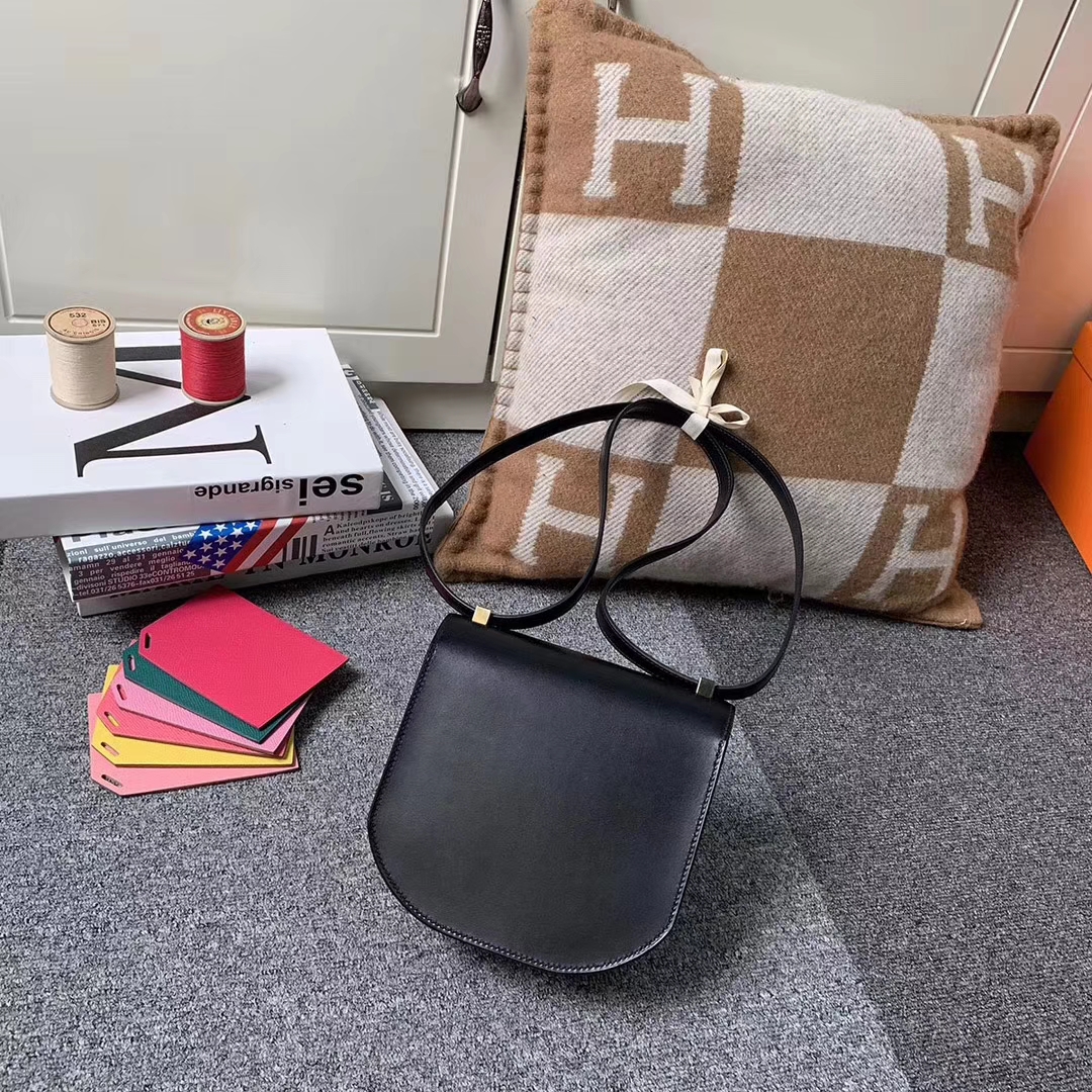 Hermès（爱马仕）CK89 黑色 原厂御用顶级Box 皮 马赛克 银扣 现货