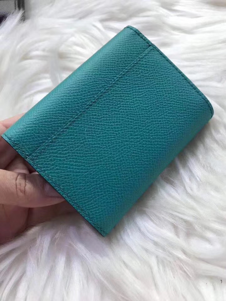Hermès（爱马仕）新款卡包 clic mini 原装等级进口epsom皮 孔雀蓝 金银现货