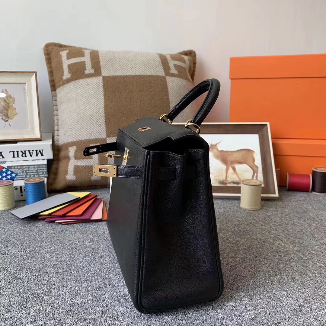 Hermès（爱马仕）CK89 黑色 原厂御用顶级Swift 皮 Kelly 25 内缝 金扣