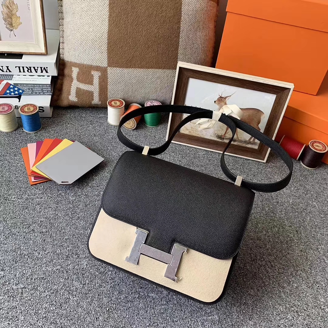 Hermès（爱马仕）89 黑色 原厂御用顶级Epsom 皮 Constance 24 银扣 现货