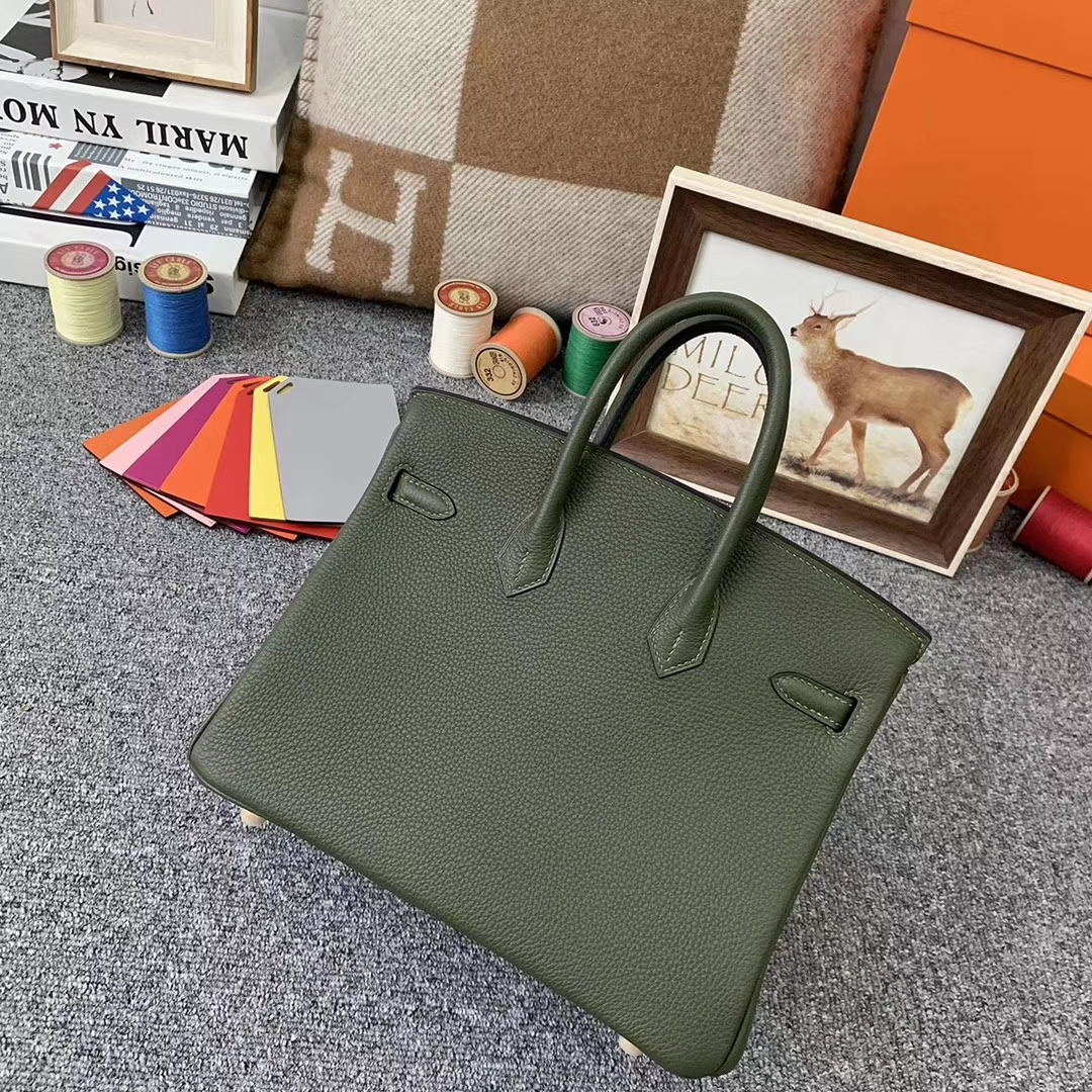 Hermès（爱马仕）V6丛林绿 原厂御用顶级小牛皮 Birkin 25 金扣