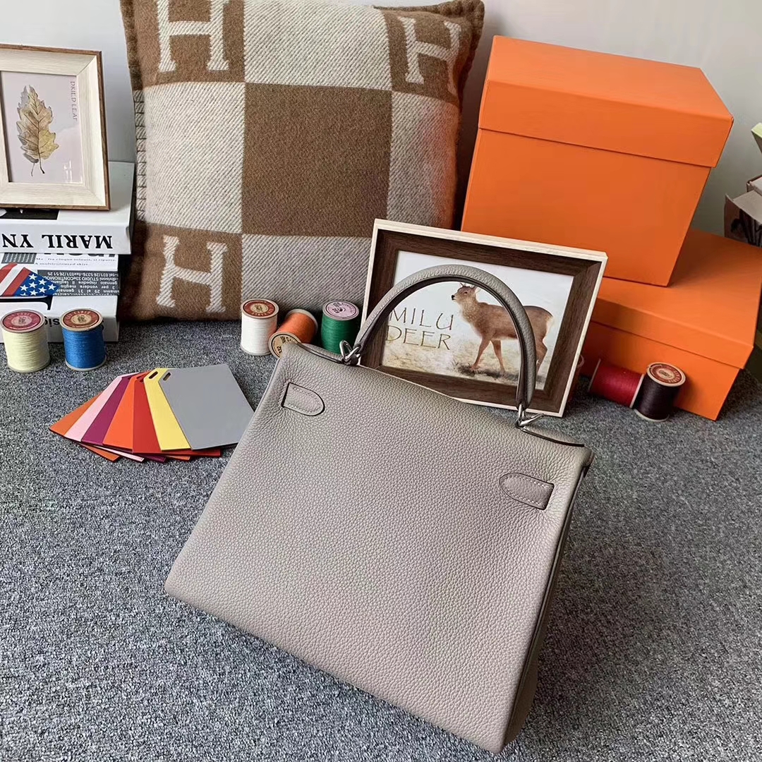 Hermès（爱马仕）M8 沥青灰 原厂御用顶级小牛皮 Kelly 28 银扣