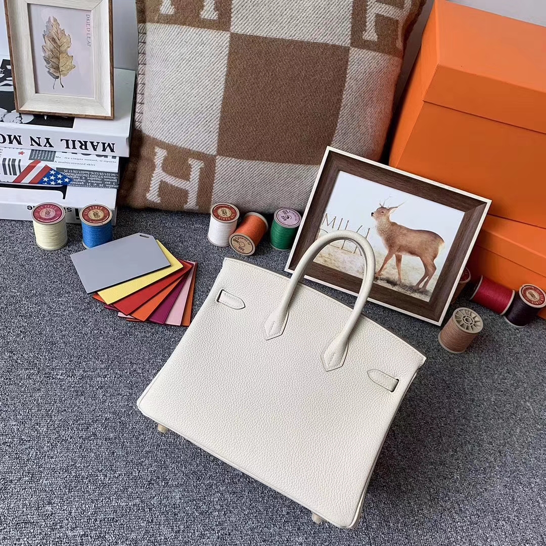 Hermès（爱马仕）奶昔白 原厂御用顶级小牛皮 Birkin 25 金扣 现货