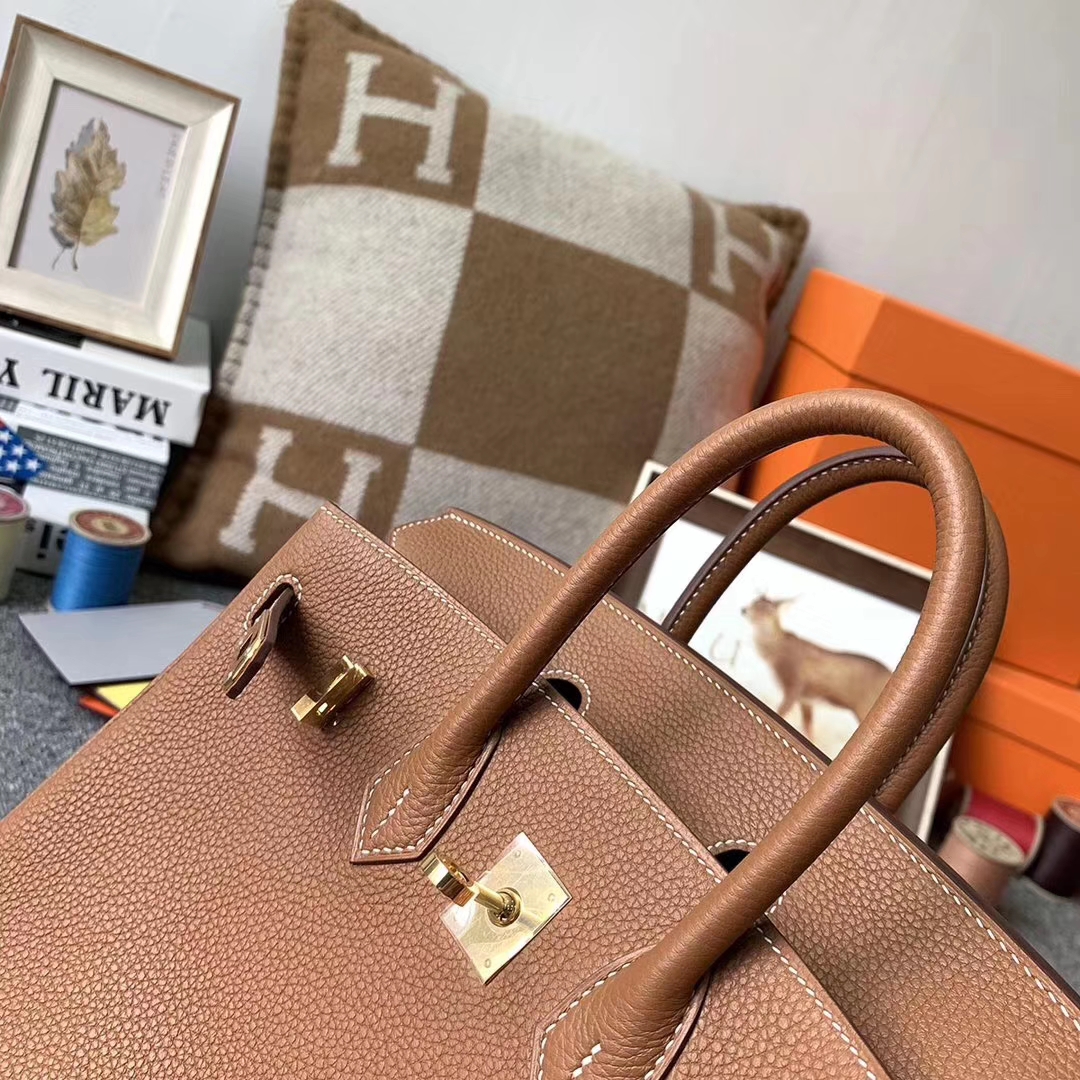 Hermès（爱马仕）浅咖啡 原厂御用顶级小牛皮 Birkin 25 金扣 现货