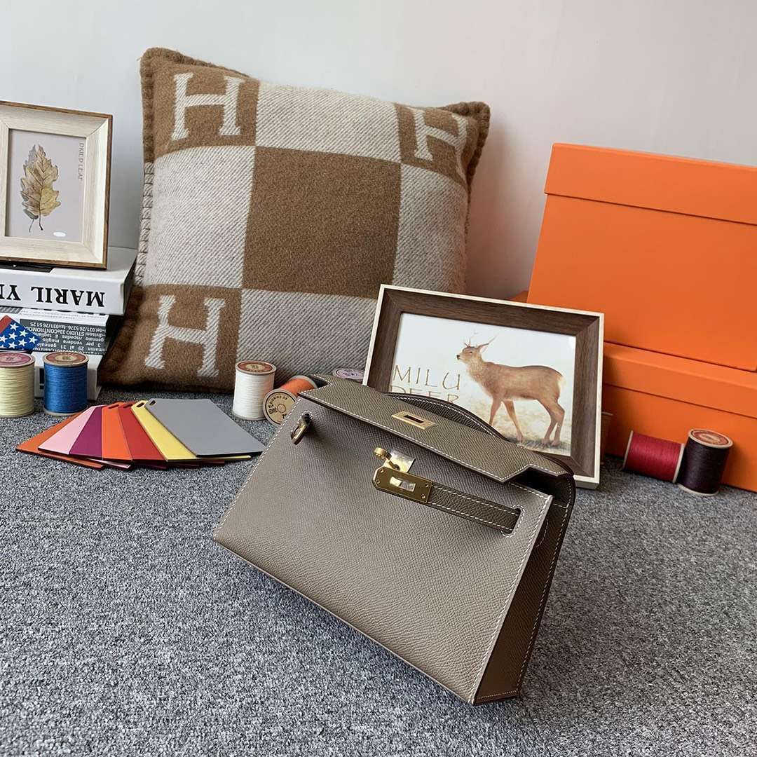 Hermès（爱马仕）CK18 大象灰 原厂御用顶级Epsom 皮 Mini Kelly 金扣 现货
