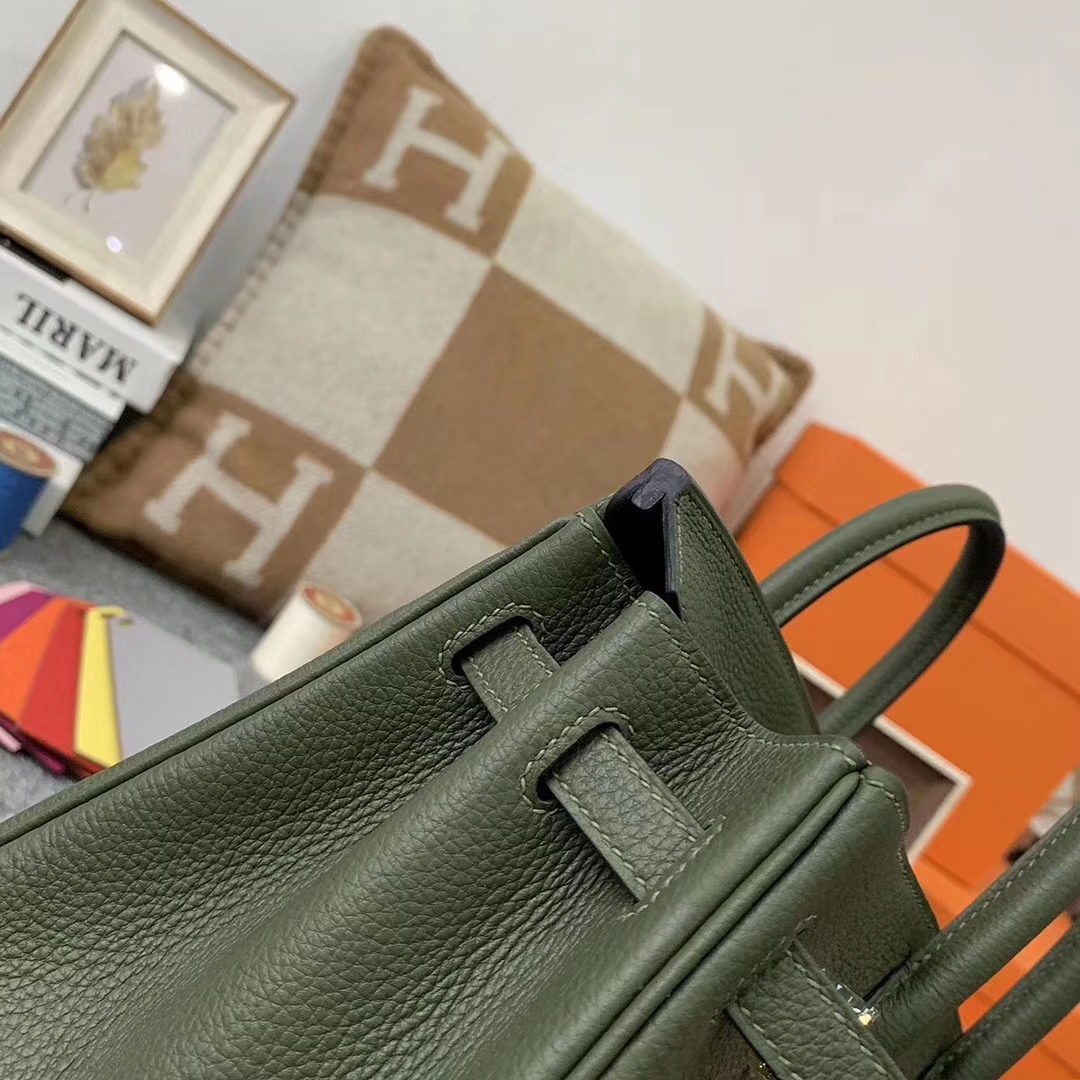 Hermès（爱马仕）V6丛林绿 原厂御用顶级小牛皮 Birkin 25 金扣