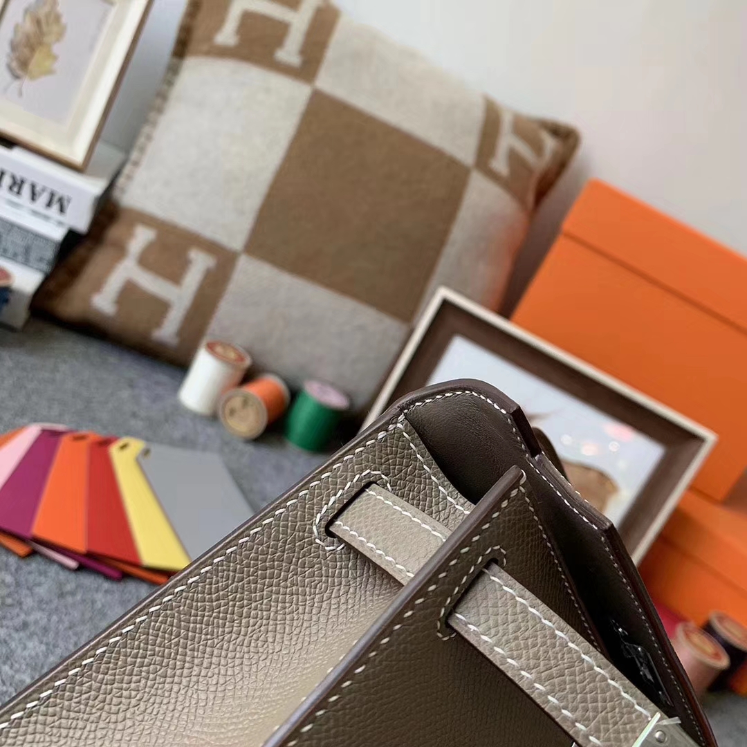 Hermès（爱马仕）CK18 大象灰 原厂御用顶级Epsom 皮 Mini Kelly 二代 银扣