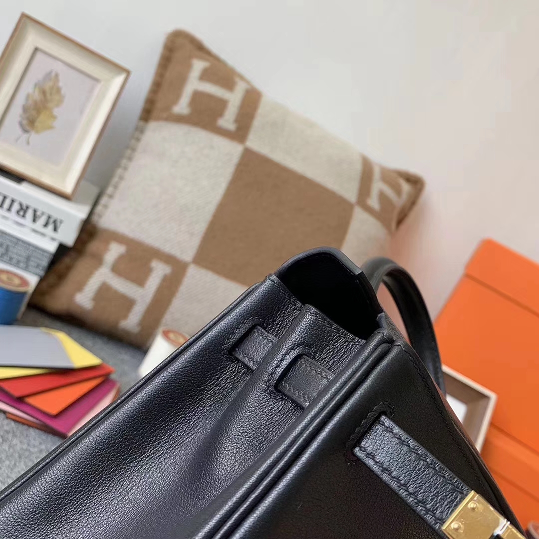 Hermès（爱马仕）CK89 黑色 原厂御用顶级Swift 皮 Kelly 25 内缝 金扣