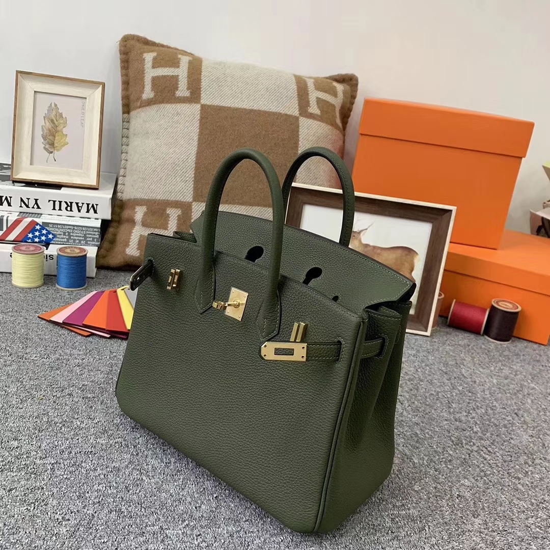 Hermès（爱马仕）V6丛林绿 原厂御用顶级小牛皮 Birkin 25 金扣