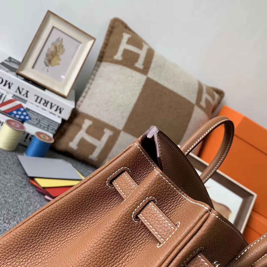 Hermès（爱马仕）浅咖啡 原厂御用顶级小牛皮 Birkin 25 金扣 现货