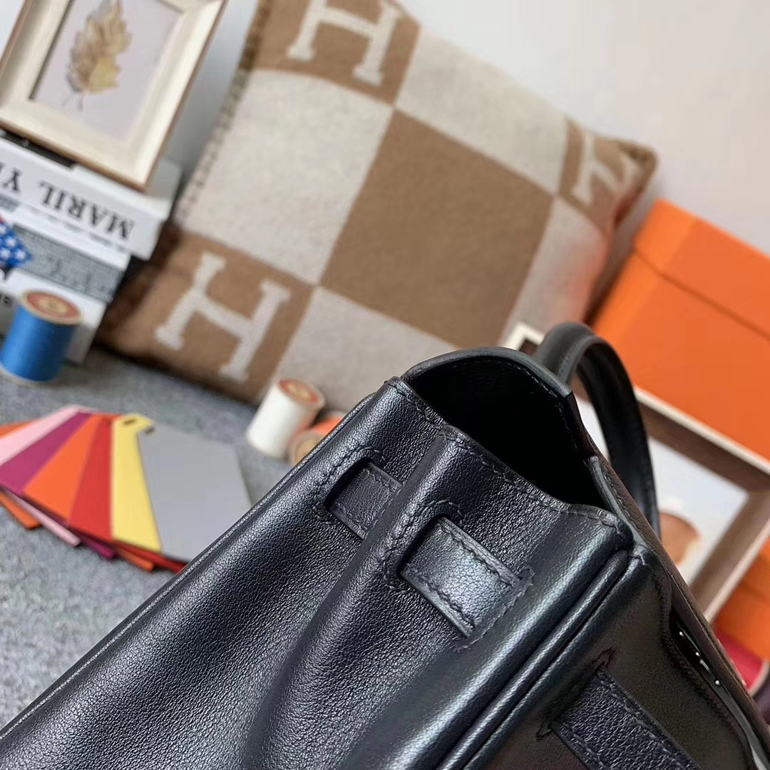 Hermès（爱马仕）CK89 黑色 原厂御用顶级Swift 皮  Kelly 25 内缝 银扣