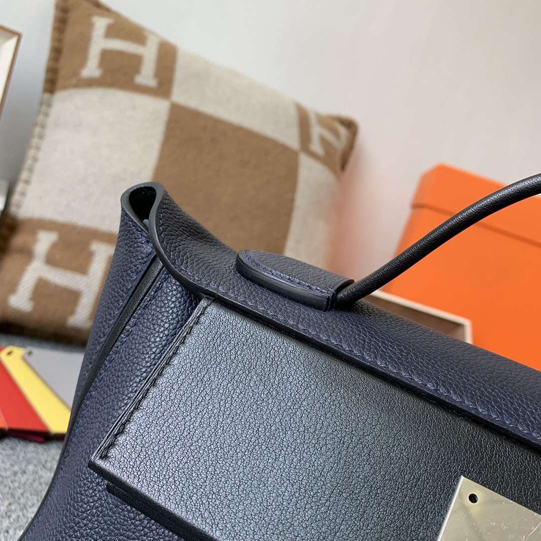 Hermès（爱马仕）午夜蓝拼黑色 原厂御用顶级TC皮拼Swift 皮 2424 银扣 现货