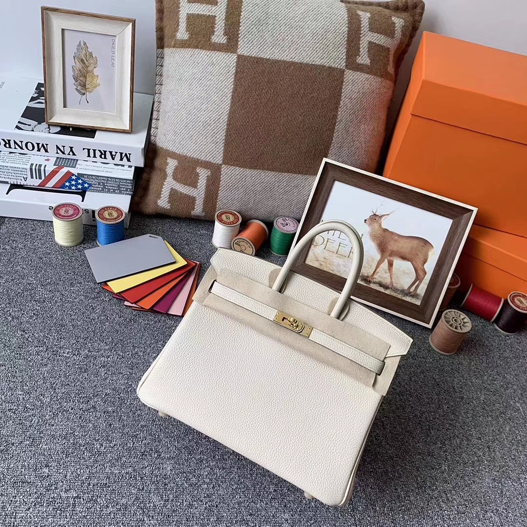 Hermès（爱马仕）奶昔白 原厂御用顶级小牛皮 Birkin 25 金扣 现货