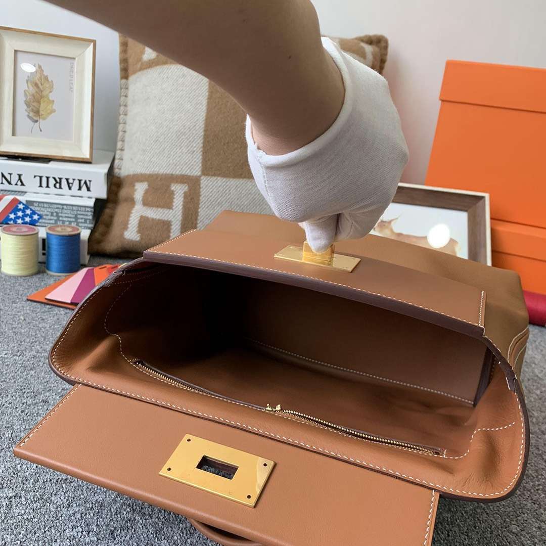 Hermès（爱马仕）C37 金棕色 原厂御用顶级TC皮拼Swift 皮 2424 金扣 现货