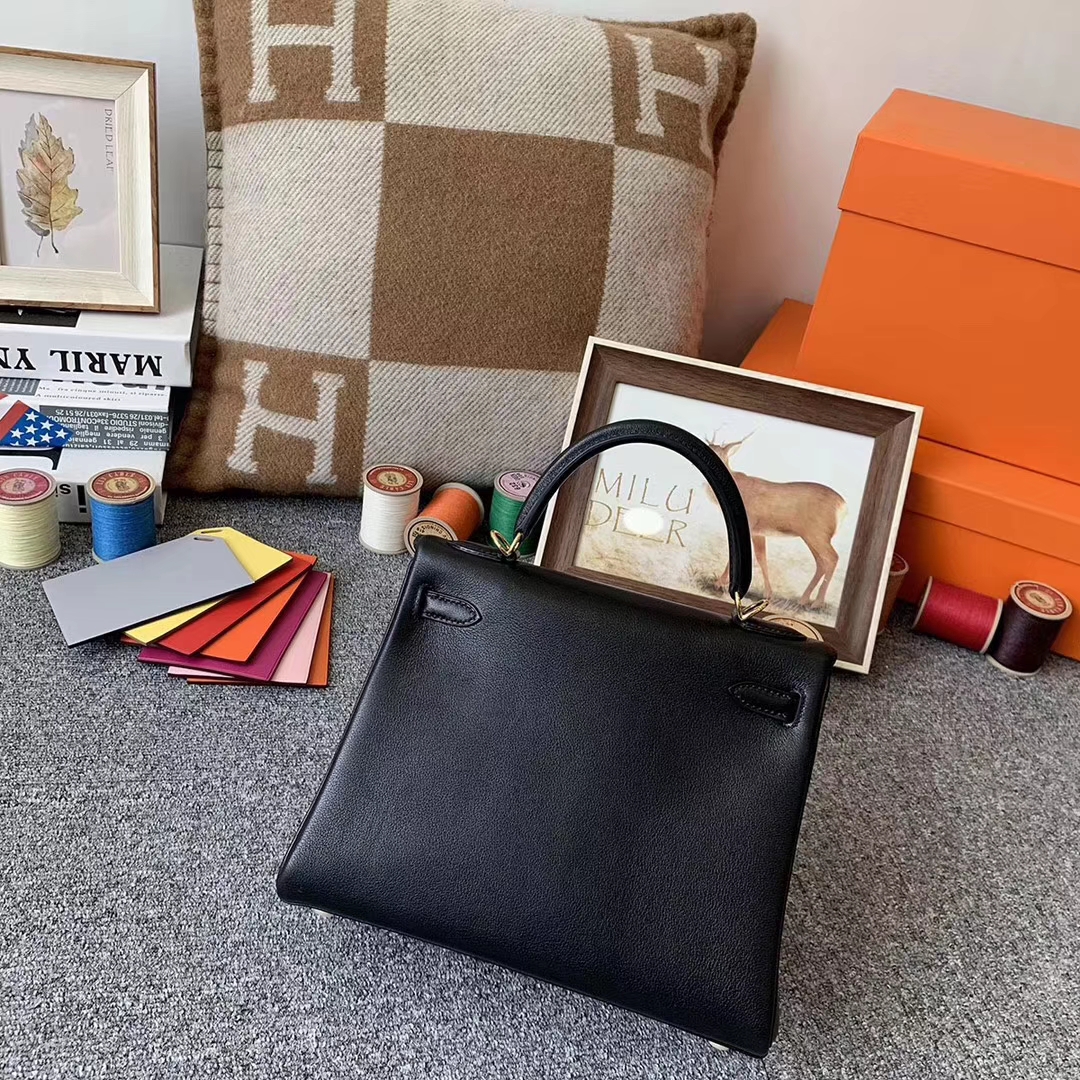 Hermès（爱马仕）CK89 黑色 原厂御用顶级Swift 皮 Kelly 25 内缝 金扣