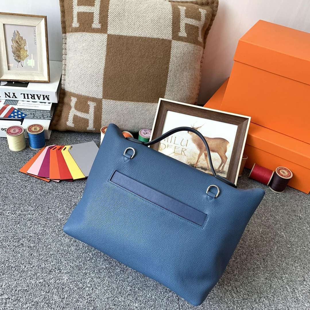 Hermès（爱马仕）R2 玛瑙蓝 原厂御用顶级TC皮拼Swift 皮 2424 银扣 现货