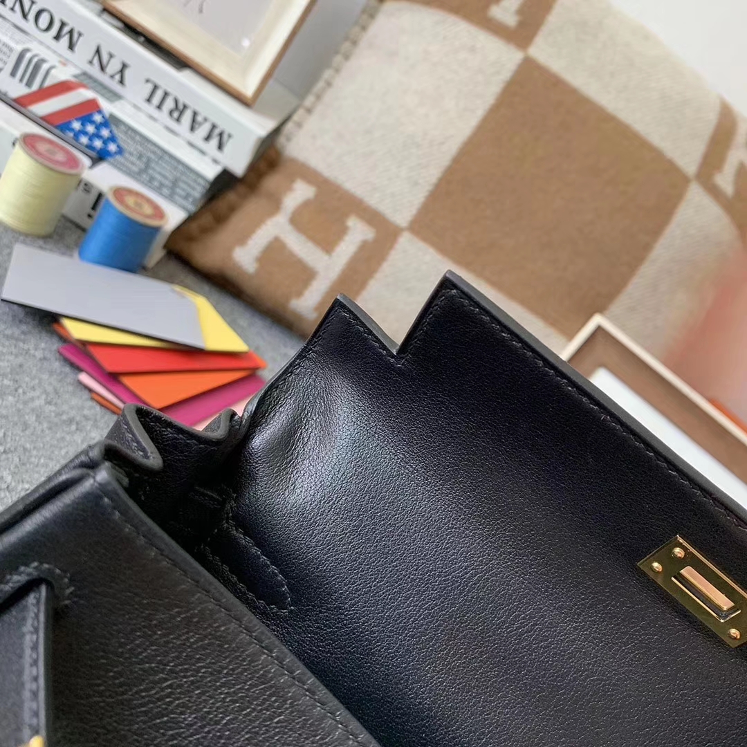 Hermès（爱马仕）CK89 黑色 原厂御用顶级Swift 皮 Kelly 25 内缝 金扣