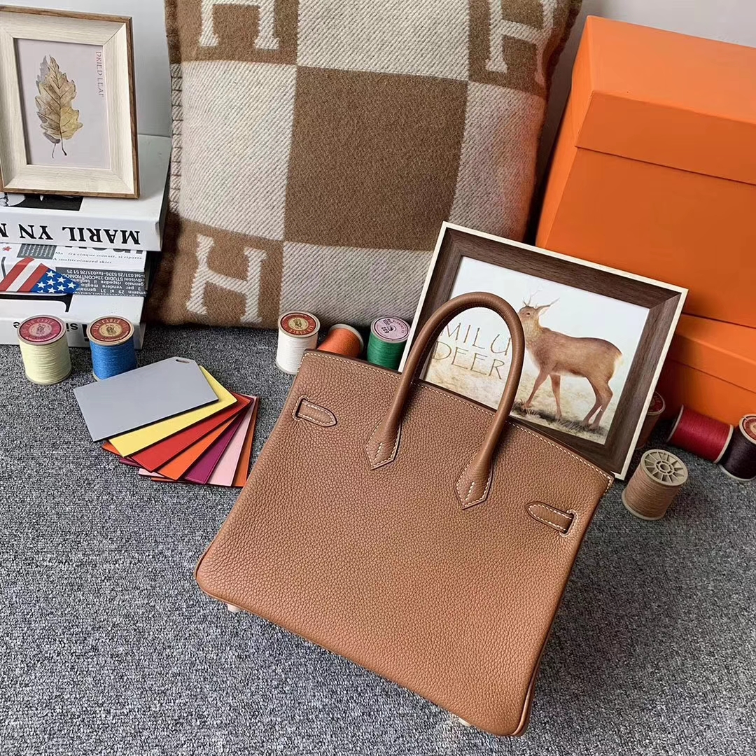 Hermès（爱马仕）浅咖啡 原厂御用顶级小牛皮 Birkin 25 金扣 现货