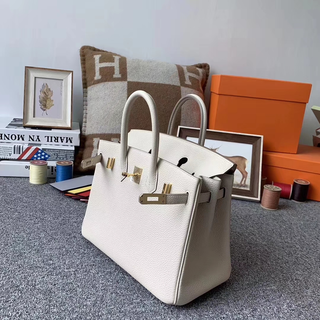 Hermès（爱马仕）奶昔白 原厂御用顶级小牛皮 Birkin 25 金扣 现货