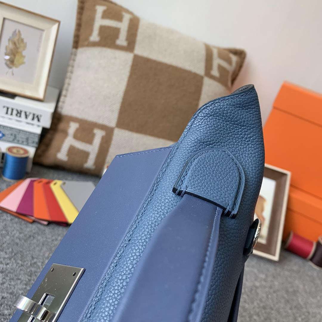 Hermès（爱马仕）R2 玛瑙蓝 原厂御用顶级TC皮拼Swift 皮 2424 银扣 现货