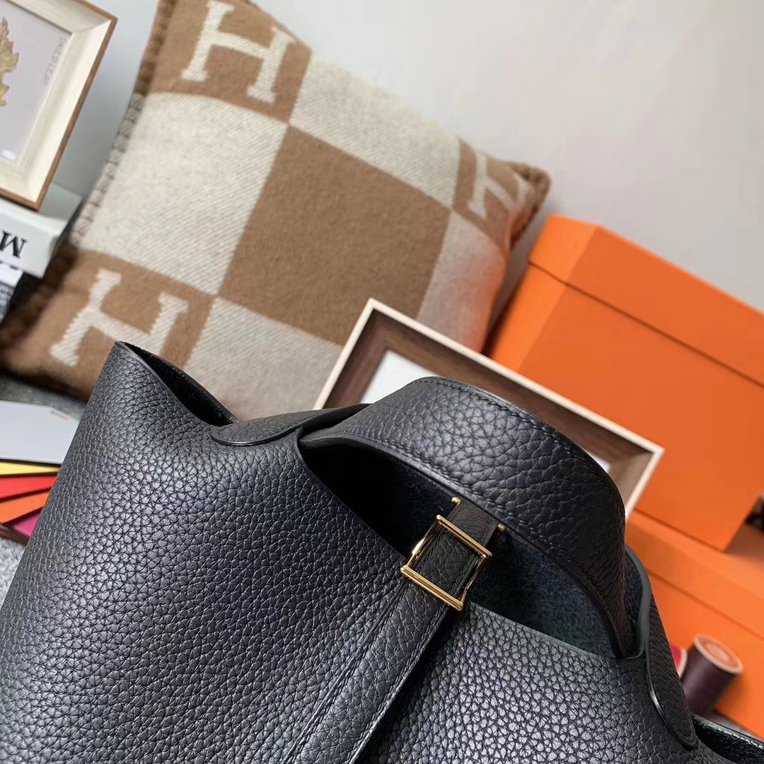 Hermès（爱马仕）CK89 黑色 原厂御用顶级TC 皮 Picotin  Lock 18cm 金扣 现货