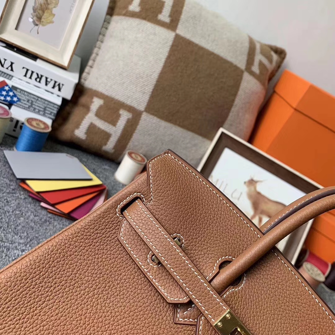 Hermès（爱马仕）浅咖啡 原厂御用顶级小牛皮 Birkin 25 金扣 现货