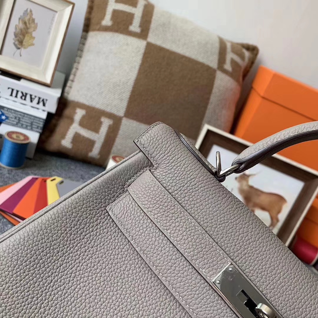 Hermès（爱马仕）M8 沥青灰 原厂御用顶级小牛皮 Kelly 28 银扣