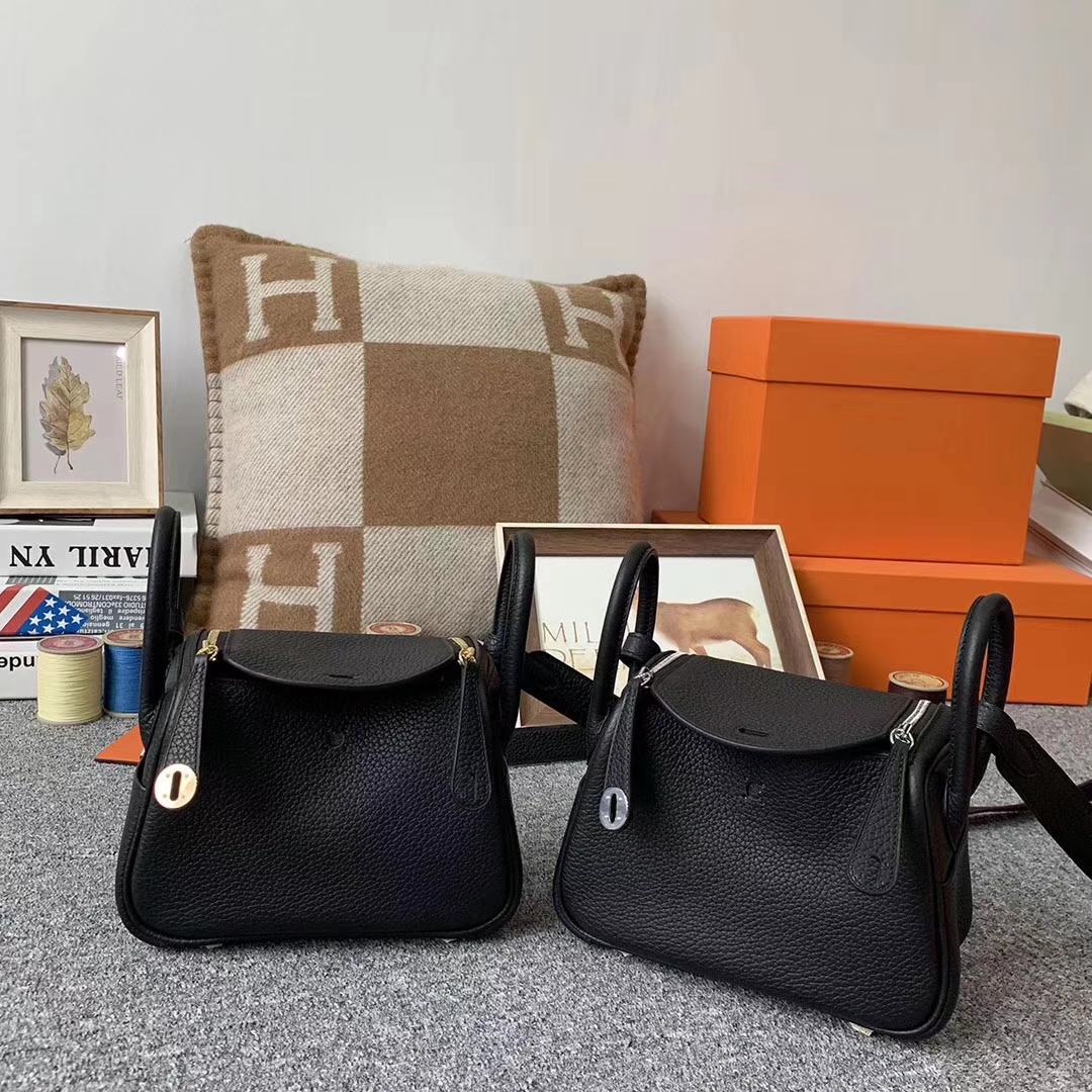 Hermès（爱马仕）CK89 黑色 原厂御用顶级TC皮 Mini Lindy 金扣 银扣 现货