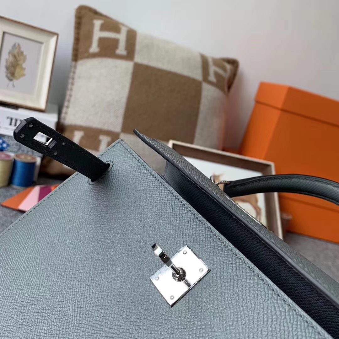 Hermès（爱马仕）杏绿色 原厂御用顶级epsom 皮 Kelly 25 银扣 现货