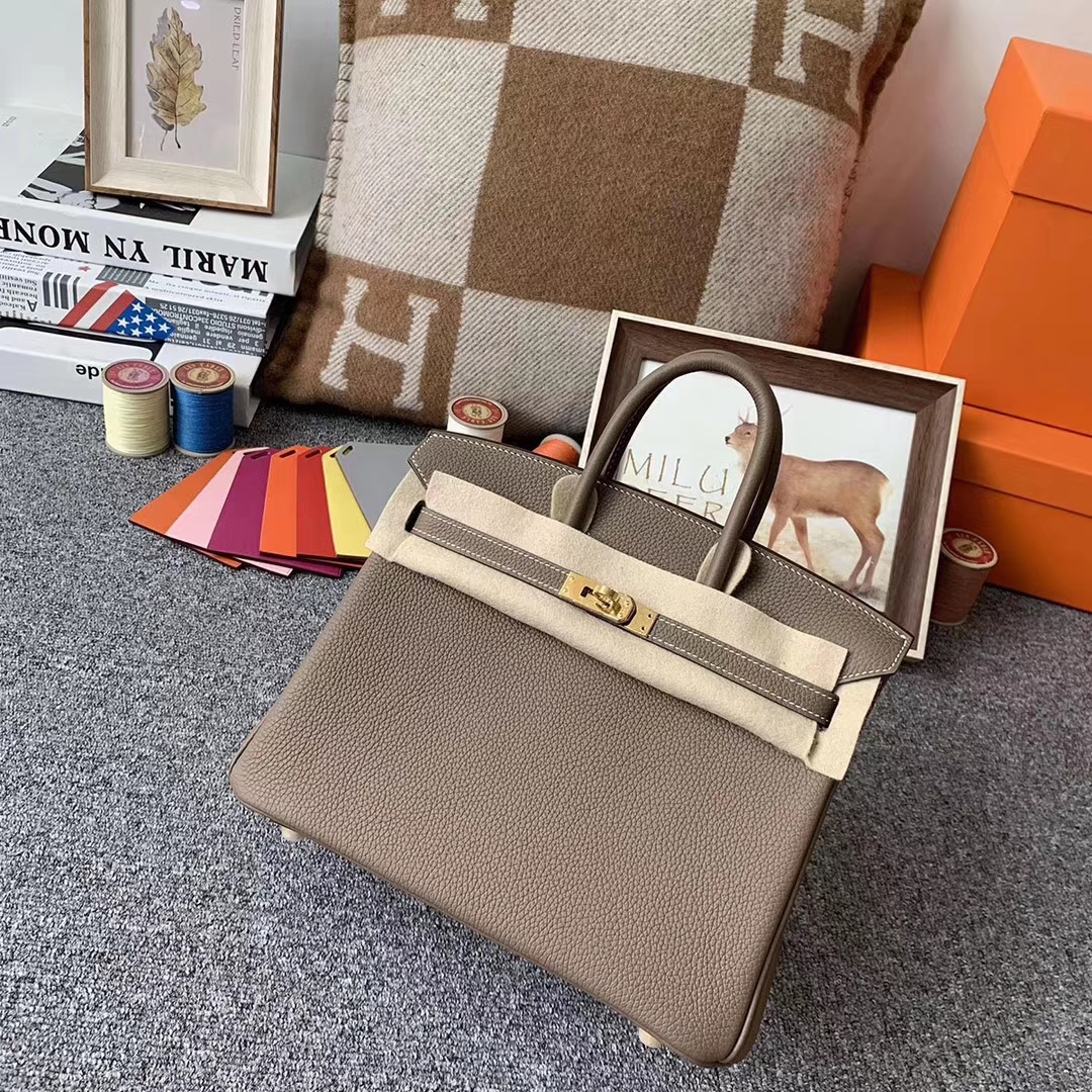 Hermès（爱马仕）CK18 大象灰 原厂御用顶级小牛皮 Birkin 25 金扣 现货