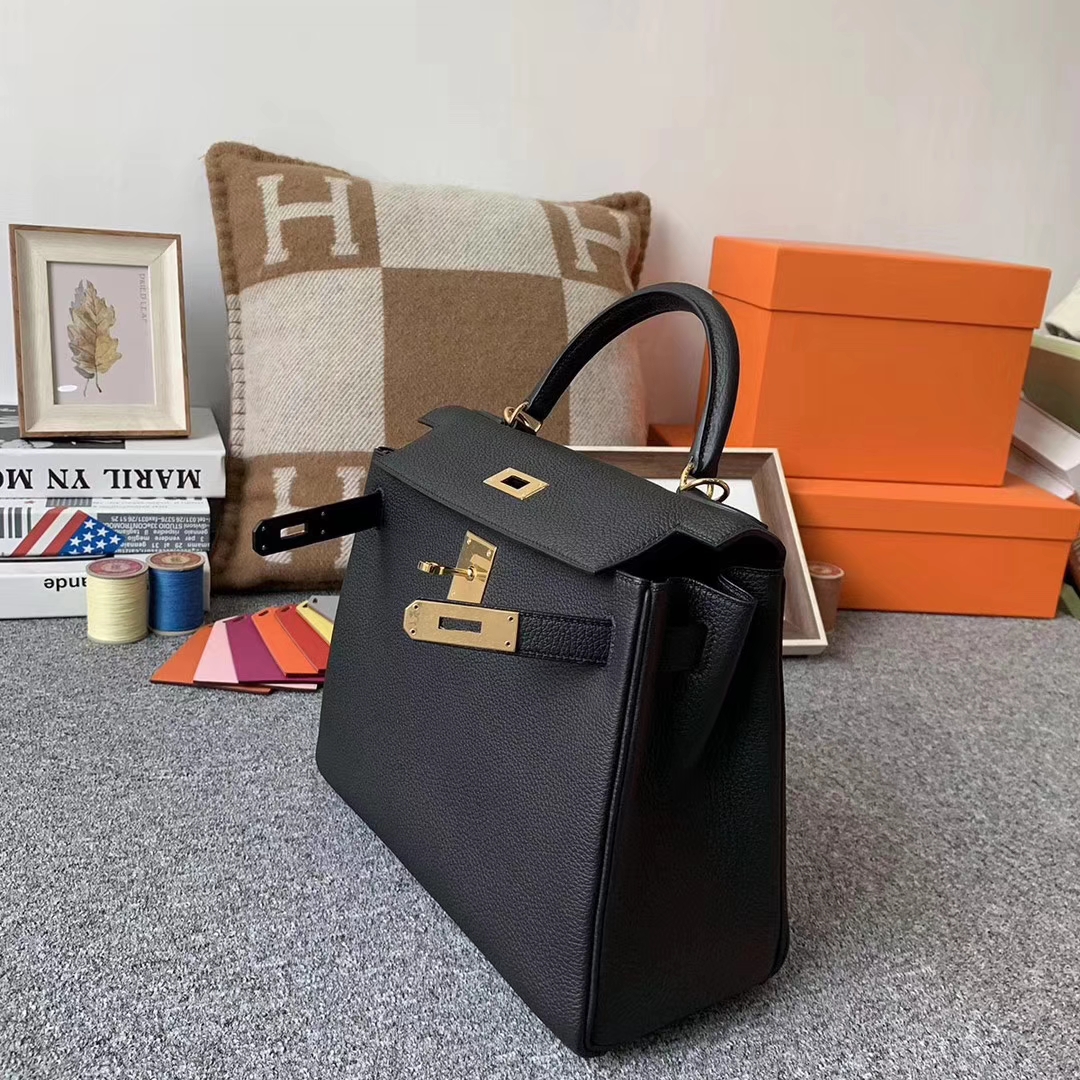 Hermès（爱马仕）CK89 黑色 原厂御用顶级小牛皮 Kelly 28 金扣 现货