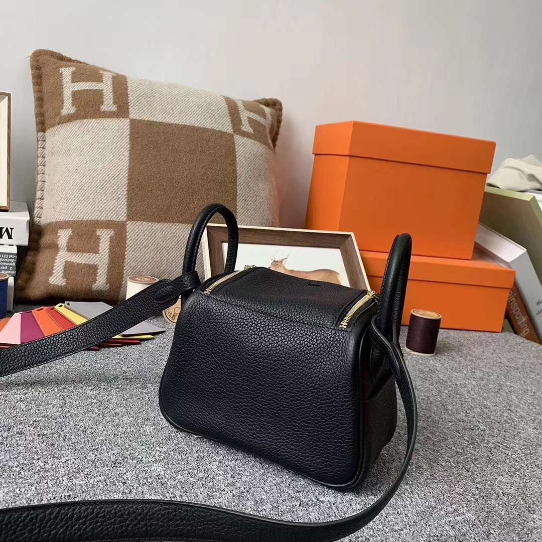 Hermès（爱马仕）CK89 黑色 原厂御用顶级TC皮 Mini Lindy 金扣 银扣 现货