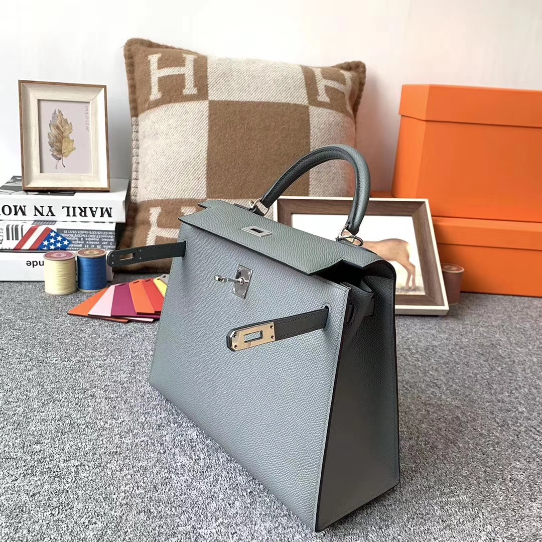 Hermès（爱马仕）杏绿色 原厂御用顶级epsom 皮 Kelly 25 银扣 现货