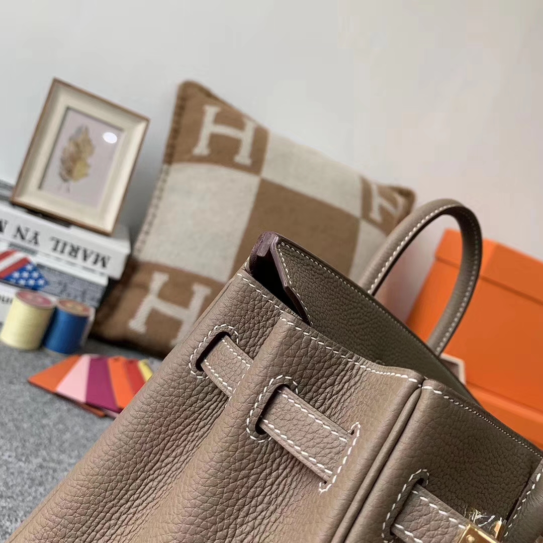 Hermès（爱马仕）CK18 大象灰 原厂御用顶级小牛皮 Birkin 25 金扣 现货