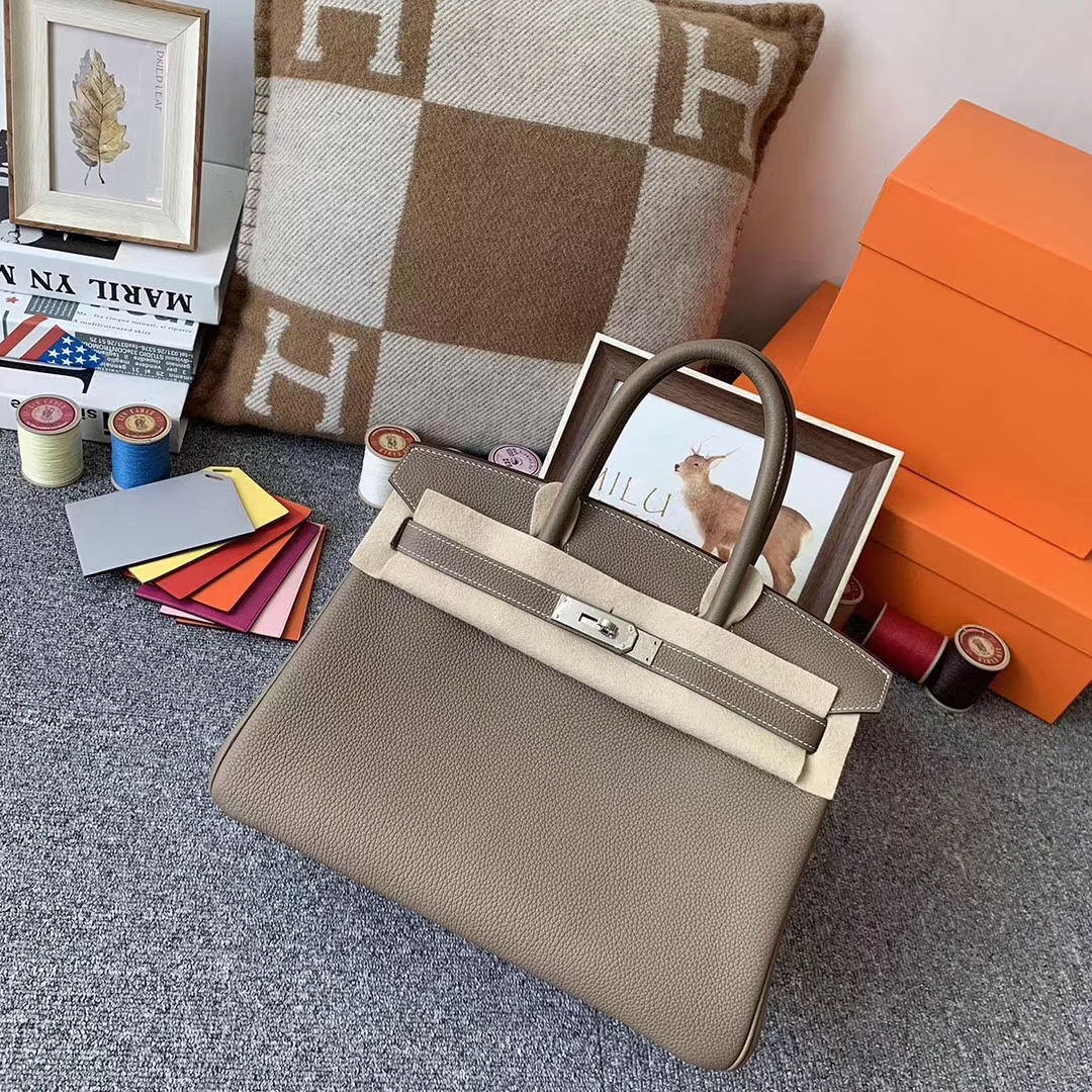 Hermès（爱马仕）CK18 大象灰 原厂御用顶级小牛皮 Birkin 30 银扣 现货